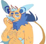  anthro bat blue_nose breasts fur guncht hairy hairy_arms mammal nipples solo tail tail_tuft tuft yellow_body yellow_fur 