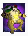  absurd_res aroused balls barazoku big_balls big_penis bowser erection flaccid foreskin genitals hi_res humanoid king_koopa koopaling leather lizard male mario mario_bros muscular muscular_thighs nintendo nipples nude penis reptile scalie solo 