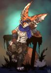  anthro armor atryl blizzard_entertainment canid canine claws clothed clothing eyewear fennec fox goggles hi_res jasper_tinkerton_(characters) male mammal pawpads piercing scar scarf smile smirk solo vulpera warcraft 