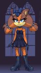  2022 absurd_res accessory anthro badger blue_eyes boots bow_ribbon clothing female footwear gabbslines gloves hair_accessory hair_bow hair_ribbon handwear hi_res high_heeled_boots high_heels mammal mustelid musteline ribbons sega signature solo sonic_boom sonic_the_hedgehog_(series) sticks_the_jungle_badger 