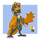  1:1 2023 4_toes alpha_channel anisodactyl anthro avian bird color_swatch digital_media_(artwork) featureless_crotch feet flower_on_chest flower_on_head hi_res looking_at_viewer nude pumpkin_spike solo star_on_body star_pupils tickout toes winged_arms wings 