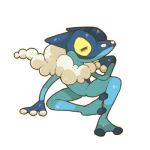  animal_focus blue_skin closed_eyes colored_skin commentary_request frog frogadier lowres no_humans pokemon pokemon_(creature) towa_(clonea) webbed_feet webbed_hands yellow_eyes 