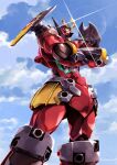  artist_logo blue_sky cloud crossed_arms gleam gurren-lagann harymachinegun mecha no_humans robot sky super_robot tengen_toppa_gurren_lagann 