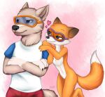  andromorph anthro canid canine canis clothing duo female fifa fox foxtrot foxtrot_(copyright) fur intersex male male/female mammal mascot orange_body orange_fur russia tail ukraine white_body white_fur wolf zabivaka 