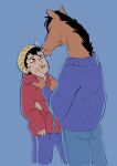  anthro bojack_horseman bojack_horseman_(character) clothed clothing dokudrinker duo equid equine hi_res horse human male mammal netflix todd_chavez 