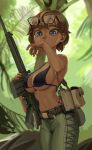  battle_rifle blair_parker_(wibber_rose) breasts dark-skinned_female dark_skin fn_fal glasses gun highres jungle nature non-web_source rifle rifleman1130 weapon 