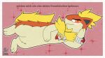  eeveelution flareon generation_1_pokemon generation_2_pokemon hi_res hybrid_pokemon nintendo pokemon pokemon_(species) pose presenting quilava syngie_(artist) text translation_request 