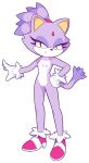  absurd_res accessory anthro black_nose blaze_the_cat breasts clothing domestic_cat eyelashes felid feline felis female footwear forehead_gem fur genitals gloves hand_on_hip handwear hi_res innie_pussy looking_at_viewer mammal mostly_nude narrowed_eyes navel nipples purple_body purple_fur pussy sega small_breasts smile smiling_at_viewer solo sonic_the_hedgehog_(series) standing starbirbz third-party_edit white_body white_fur yellow_eyes 