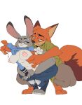 2023 anthro big_butt bite biting_lip bottomwear breasts butt canid canine clothed clothing colored disney duo eye_contact female fox fur grey_body grey_fur grope hi_res huge_butt judy_hopps lagomorph leporid looking_at_another male male/female mammal motion_lines nick_wilde orange_body orange_fur overweight overweight_female pants patrick_weste_(artist) rabbit shirt simple_background thick_thighs topwear undressing wide_hips zootopia 