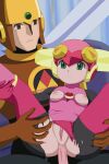  anal armor breasts brown_eyes butt capcom female frown genitals glyde green_eyes hi_res humanoid machine male male/female mega_man_(series) mega_man_battle_network nipples not_furry on_model penis pussy robot roll.exe yuya73 