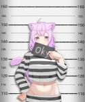  1girl animal_ear_fluff animal_ears cat_ears cat_girl cat_tail highres hololive nekomata_okayu prison_clothes tail virtual_youtuber 