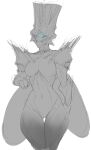  2021 3_eyes 3_fingers alien alien_humanoid arm_spikes armor biped blue_eyes bracers breasts butt_from_the_front colored_sketch crown destiny_(video_game) destiny_2 exoskeleton featureless_breasts featureless_crotch female fingers front_view headgear hi_res hive_(destiny) humanoid insect_wings lepidopteran_wings medium_breasts minimal_color mostly_nude multi_eye natural_armor navel not_furry partially_colored pauldron portrait savathun_(destiny) shoulder_spikes simple_background sketch solo spiked_armor spikes spikes_(anatomy) spookyboi standing thick_thighs thigh_gap three-quarter_portrait white_background wide_hips wings 