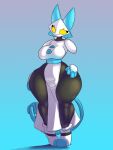  2023 3:4 absurd_res anthro big_breasts blue_background blue_body blue_clothing breasts camel_toe chubby_female clothed clothing colored curled_tail deltarune digital_drawing_(artwork) digital_media_(artwork) ears_up felid feline female fingers footwear full-length_portrait halco_(artist) hi_res hybrid light light_clothing lighting looking_away mammal portrait shaded shoes simple_background slightly_chubby smile solo tail tasque_manager thick_thighs undertale_(series) wide_hips 