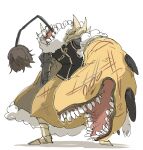  armor brown_hair cape chain fur_collar gold kankan33333 king_of_greed limbus_company outis_(limbus_company) project_moon shoulder_armor teeth 