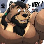  &lt;3 2013 almasy anthro bear bear_claws beard biceps black_hair brown_bear brown_body brown_eyes brown_fur chest_tuft dialogue english_text facial_hair fur greeting hair male mammal multicolored_body multicolored_fur muscular muscular_anthro muscular_male nipples open_mouth paw_pattern pecs ponytail sarge_(braford) shirtless solo text tuft two_tone_body two_tone_fur ursine 