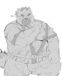  absurd_res anthro asian_clothing belly bulge canid canine canis clothing domestic_dog east_asian_clothing eyebrows fundoshi happi_(clothing) hi_res japanese_clothing lifewonders male mammal musclegut nipples pecs scar solo thick_eyebrows tokyo_afterschool_summoners tuokemao underwear yasuyori 