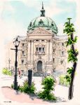  arch building bush dated dome highres lamppost original pillar plant signature sketch toirom_pmxh traditional_media window yokohama 