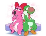  birdo blush bodily_fluids bow_accessory boyhowdy dinosaur drooling duo erection feral gem genital_fluids genitals herm hi_res intersex intersex/male jewelry male mario_bros masturbation mutual_masturbation nintendo penis precum reptile saliva scalie small_penis small_penis_adoration small_penis_appreciation sweat tongue tongue_out yoshi yoshi_(character) 