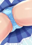  1girl absurdres blue_panties blue_skirt borrowed_character bow bow_panties close-up commentary_request commission crotch crotch_seam faltnep_tsukasa from_below highres lace-trimmed_panties lace_trim original panties partial_commentary pleated_skirt print_panties sakuramon shironagasu_kujira skeb_commission skirt solo underwear upskirt 