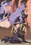  1boy 1girl absurdres armor armored_boots arms_behind_back ass black_panties blush boots bound bound_arms breasts camilla_(fire_emblem) cum cum_in_mouth cum_on_body cum_on_breasts cum_overflow cum_string deepthroat drawfag erection facial fellatio fire_emblem fire_emblem_fates hair_over_one_eye head_grab hetero high_heel_boots high_heels highres irrumatio kneeling large_breasts long_hair male_pubic_hair multiple_views oral panties penis pubic_hair purple_hair rope standing tearing_up testicles trembling uncensored underwear x-ray 