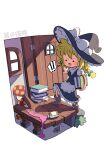  ! !! 1girl :o adventure_time blonde_hair book book_stack boots bow braid breasts broom carte cut-away door hat hat_bow highres holding holding_book kirisame_marisa mouse mushroom open_mouth small_breasts solo sparkle spill spoken_exclamation_mark touhou v-shaped_eyebrows witch_hat 