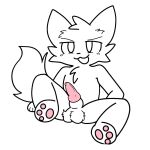  anthro balls bodily_fluids boy_kisser_(meme) butt canid erection fur genitals hi_res knot looking_at_viewer male male/male mammal nude penis sex simple_background solo tail yawshii 