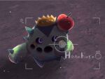  ? animal_focus apple_on_head black_eyes cacnea colored_skin commentary_request crown green_skin hanabusaoekaki no_humans pokemon pokemon_(creature) solo spikes viewfinder 