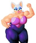  5_fingers animal_humanoid anthro bat big_breasts big_ears big_eyes breasts clothing cwaemy_(artist) female fingers fist fist_in_the_air flexing fur glistening glistening_clothing hand_on_hip hi_res humanoid legwear looking_at_viewer makeup mammal mammal_humanoid muscular muscular_anthro muscular_arms muscular_female muscular_legs muscular_thighs rouge_the_bat sega small_nose smile solo sonic_the_hedgehog_(series) tight_clothing tight_fit tights white_body white_fur 