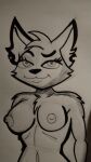  anthro breasts colorless domestic_cat felid feline felis female fredella fur genitals hair hi_res humanoid_pointy_ears ink itzimiau looking_at_viewer mammal mammanl monochrome nipples nude paper simple_background sketch sketch_background smile solo white_background 