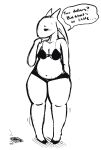  2010 2_horns anthro belly_overhang black_and_white blush bodily_fluids bovid bra breasts caprine clothing dialogue english_text female goat horn mammal medium_breasts monochrome nan_(nq) nan_quest navel panties pear-shaped_figure prostitution simple_background sketch slightly_chubby solo speech_bubble sweat text thick_thighs underwear white_background wide_hips yattermang 