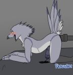  ahegao animated anthro avian beak bird blush bodily_fluids dildo doggystyle dripping drooling feathers frazy from_behind_position fucking_machine genital_fluids hi_res looking_pleasured machine male moan precum precum_drip saliva sex sex_toy solo solo_focus 