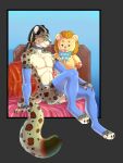  absurd_res anthro arm_warmers armwear bed clothing elbow_gloves felid furniture girly gloves handwear hi_res hosiery laces leg_warmers legwear lingerie male mammal mr_jager pantherine pantyhose pillow plushie snow_leopard solo umbrose 