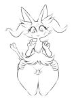  anthro bodily_fluids box_(hajimeyou654) braixen digital_media_(artwork) disembodied_hand duo female generation_6_pokemon genitals grabbing_hips hi_res holding_hips inner_ear_fluff interspecies leg_grab line_art looking_down nervous nervous_smile nintendo pokemon pokemon_(species) pokephilia pussy raised_hand sex simple_background small_waist solo stick sweat thick_thighs thigh_grab thigh_sex throbbing tuft wide_hips 