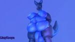  3d_(artwork) animated anthro balls belly belly_jiggle big_belly big_breasts blender_(software) breasts digital_media_(artwork) dragon genitals gynomorph intersex jiggling lizzykoopa nipples overweight scalie short_playtime simple_background solo zbrush 