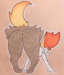  anus bent_over big_butt black_body black_fur bodily_fluids braixen breasts butt canid canine digitigrade female fur generation_6_pokemon genital_fluids genitals inner_ear_fluff mammal nintendo nipples phoxtrot pink_nose pokemon pokemon_(species) pussy pussy_juice raised_tail rear_view shoulder_tuft small_breasts solo tail traditional_media_(artwork) tuft white_body white_fur wide_hips y_anus yellow_body yellow_fur 