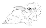  2020 bat_pony bat_wings blush blush_lines crossed_arms ears_up equid eyebrows feral friendship_is_magic hasbro kotletova97 looking_at_viewer lying mammal membrane_(anatomy) membranous_wings monochrome my_little_pony on_front raised_eyebrow simple_background solo solo_focus wings 