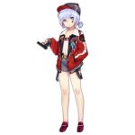  1girl animal_hat bandaid bandaid_on_face bangs baseball_cap bear_hat belt belt_buckle blue_eyes blue_hair buckle crossed_bangs full_body girls&#039;_frontline gun hair_between_eyes hand_in_pocket handgun hat jacket light_frown lightning_bolt_print loafers looking_at_viewer mp-446_(boisterous_rogue)_(girls&#039;_frontline) mp-446_(girls&#039;_frontline) mp-446_viking no_socks official_alternate_costume official_art pink_footwear red_jacket shirt shoes short_hair shorts simple_background solo standing striped striped_jacket studded_footwear transparent_background twirling_gun twirling_weapon v-shaped_eyebrows vertical-striped_jacket vertical_stripes weapon white_shirt xiao_qiang_sang 
