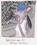  american_opossum anthro better_version_at_source black_body black_fur blue_hair blue_mohawk car clothed clothing colored_sketch death_grips digital_media_(artwork) english_text eyes_closed female fur grey_body grey_fur guillotine_(death_grips) hair inside_car mammal marsupial meme_pose open_mouth pink_fingers pink_inner_ear pink_nose pink_tail reference_to_character screaming seatbelt shirt simple_background sketch solo spycyshark taiko_(wolfnes) tail tank_top teeth teeth_showing text third-party_edit topwear vehicle white_clothing white_shirt white_tank_top white_topwear 