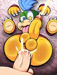  absurd_res anal anal_penetration anthro balls bodily_fluids butt cum cum_inside duo erection feet genital_fluids genitals hair hi_res koopa koopaling larry_koopa male male/male mario_bros nintendo penetration penis red_butt scalie sex sweat tepigfan101 toad_(mario) tongue tongue_out 