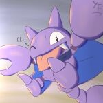  1:1 2023 alternate_color ambiguous_gender anthro bat blue_wings bodily_fluids digital_media_(artwork) fan_character fates generation_2_pokemon gligar gligo hi_res looking_at_viewer male_(lore) mammal nintendo one_eye_closed pincers pokemon pokemon_(species) purple_body saliva scarf signature sky solo teeth tongue tongue_out wings 