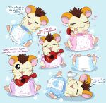  anthro blush clean_diaper clothed clothing cricetid dialogue diaper diaper_only diaper_puff digital_media_(artwork) english_text fur hair hamster hamtaro_(series) hi_res jingle_(hamtaro) jupiters male mammal multiple_images open_mouth rodent simple_background smile solo speech_bubble tail text topless wearing_diaper 