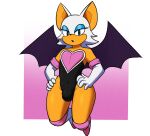  anthro bat boots bulge clothing crossgender eyeshadow footwear ftm_crossgender fur girly gloves green_eyes hands_on_hips handwear hi_res leotard makeup male mammal orange_body orange_skin rouge_the_bat scrimp sega solo sonic_the_hedgehog_(series) white_body white_fur wide_hips wings 