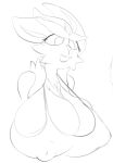  anthro big_breasts big_ears big_nipples breasts bulging_breasts cinderace coltetbe female female/female generation_8_pokemon lagomorph leporid mammal nintendo nipples pokemon pokemon_(species) rabbit sketch solo 