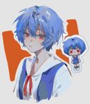  absurdres ayanami_rei black_socks blue_hair chibi full_body hair_between_eyes highres mogutofuoes neon_genesis_evangelion open_mouth rectangle red_eyes school_uniform shadow short_hair simple_background socks tokyo-3_middle_school_uniform upper_body white_footwear 