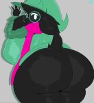  absurd_res anthro big_breasts big_butt black_body bottomless bovid breasts butt caprine clothed clothing crossgender darkner deltarune eyewear female glasses goat hat headgear headwear hi_res horn huge_breasts huge_butt looking_at_viewer looking_back mammal mtf_crossgender open_mouth ralsei robe scarf solo thick_thighs undertale_(series) white_eyes wide_hips wizard_hat zudofu 
