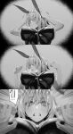  !? 1boy 1girl animal_ears blush breasts fake_animal_ears fate/grand_order fate_(series) fujimaru_ritsuka_(male) greyscale highres hxd jeanne_d&#039;arc_alter_(fate) large_breasts monochrome playboy_bunny pov rabbit_ears solo_focus 