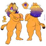  big_breasts breasts crossgender domestic_cat eyeshadow felid feline felis female garfield_(series) garfield_the_cat gothfield green_eyes hair half-closed_eyes hi_res jizuke_bluetide makeup mammal meme narrowed_eyes nude orange_body orange_hair overweight overweight_female purple_eyeshadow purple_hair simple_background solo solo_in_panel thick_thighs white_background 