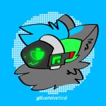  digital_media_(artwork) headshot_portrait looking_at_viewer machine male portrait protogen protogen_visor simple_background smile solo 