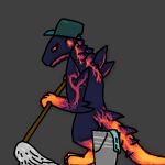  12colors ambiguous_gender anthro bucket cleaning_tool clothing container elemental_creature glowing glowing_body glowing_eyes glowing_hands glowing_legs glowing_markings glowing_tail glowing_veins hat hat_only headgear headgear_only headwear headwear_only janitor lava lava_creature lava_dragon lava_dragon_(might_and_magic) lava_skin lava_tail looking_down low_res magma_dragon magma_dragon_(might_and_magic) markings mineral_fauna mop mopping mostly_nude orange_body orange_glow orange_hands orange_legs orange_tail scales solo solo_focus spikes spikes_(anatomy) tail 