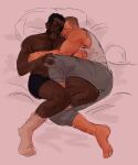  2boys afterglow bara beard_stubble boxers couple cuddling demoman_(tf2) facial_hair from_above full_body highres honeyginsen interracial leg_between_thighs leg_hair male_focus male_underwear mature_male multiple_boys mustache mutton_chops old old_man on_bed short_hair socks soldier_(tf2) sparse_chest_hair stubble team_fortress_2 thick_eyebrows thighs topless_male underwear white_socks wrinkled_skin yaoi 